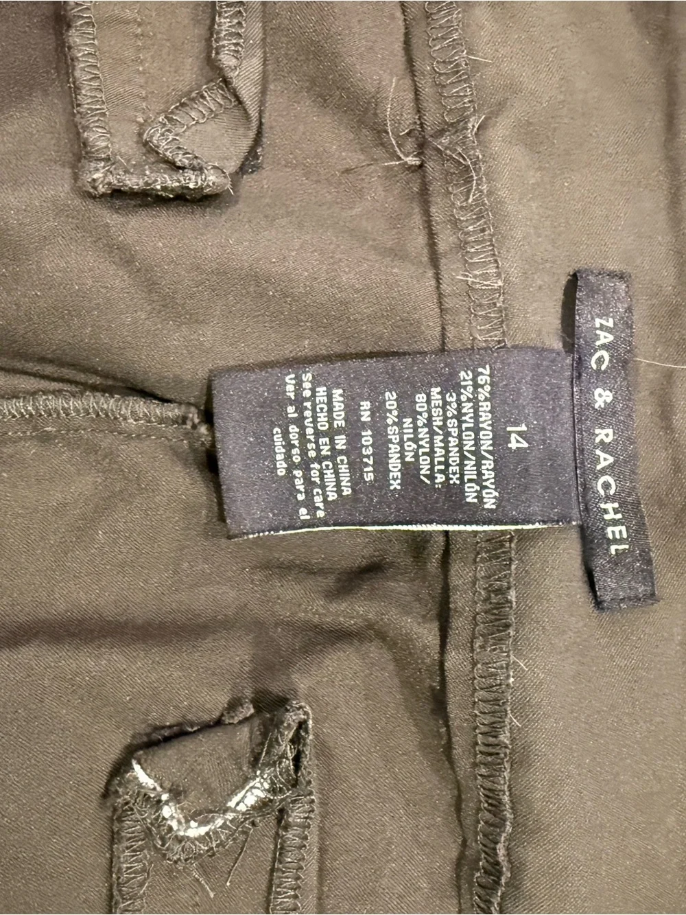 Zac & Rachel Olive Green Skirt with Tag Detail